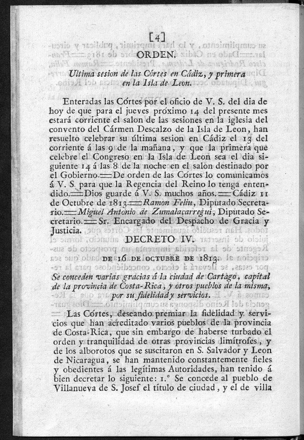 Ultima sesin de las Cortes en Cdiz, y primera en la Isla de Len.