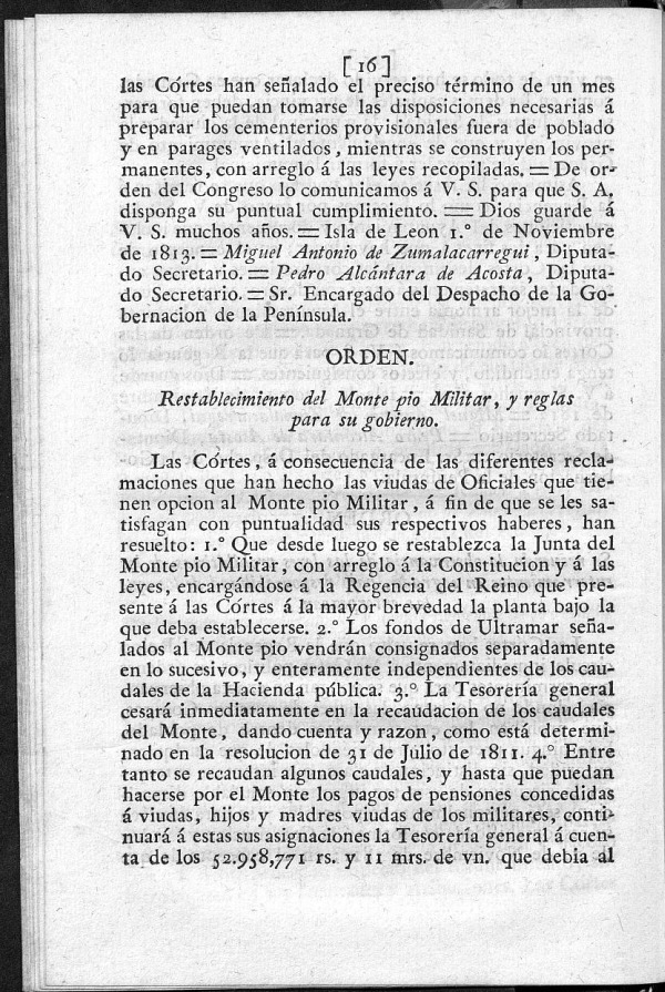 Restablecimiento del Monte pi Militar y reglas para su gobierno.