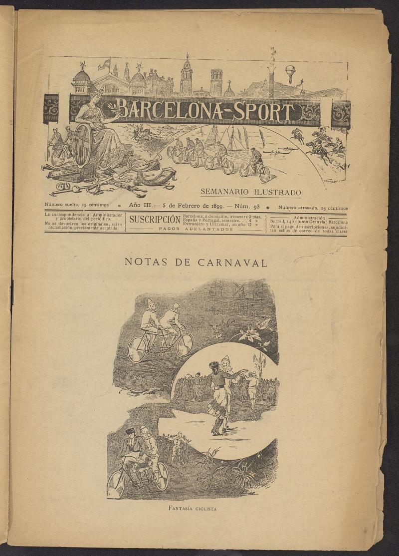 Barcelona Sport. 5 de Febrero de 1899