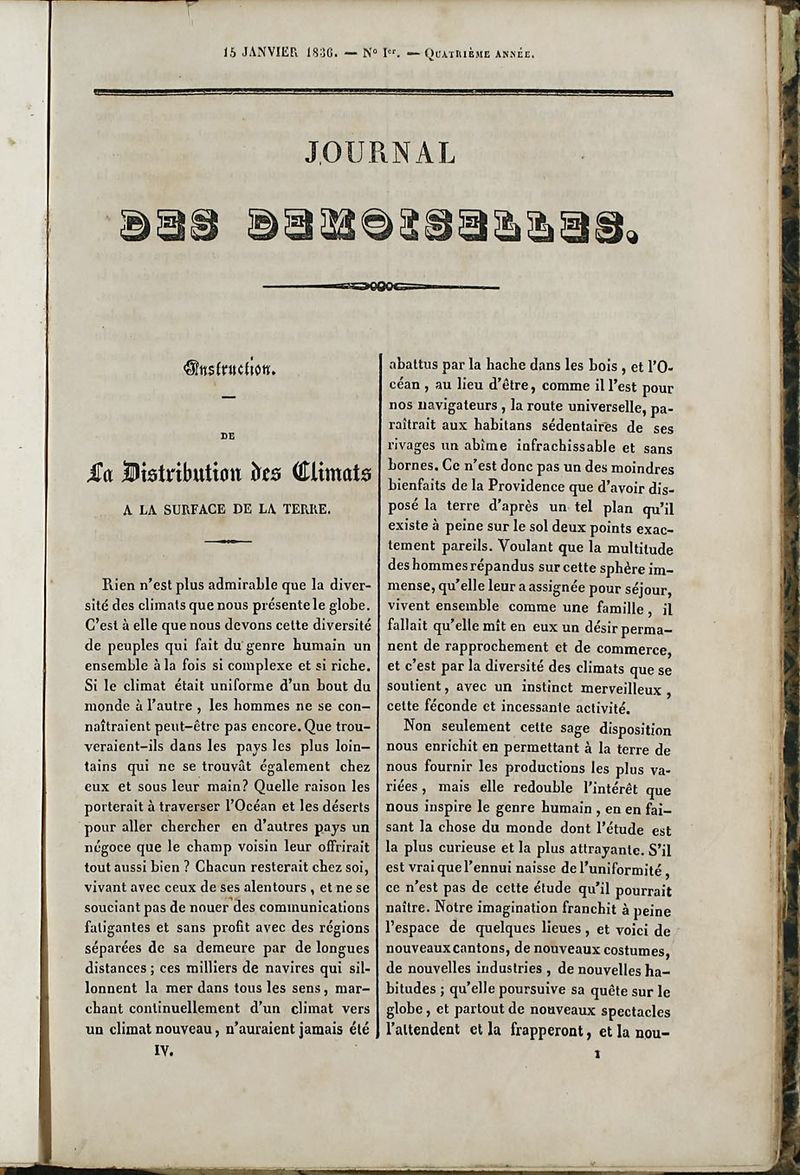 Journal des Demoiselles. 15 de Enero de 1836