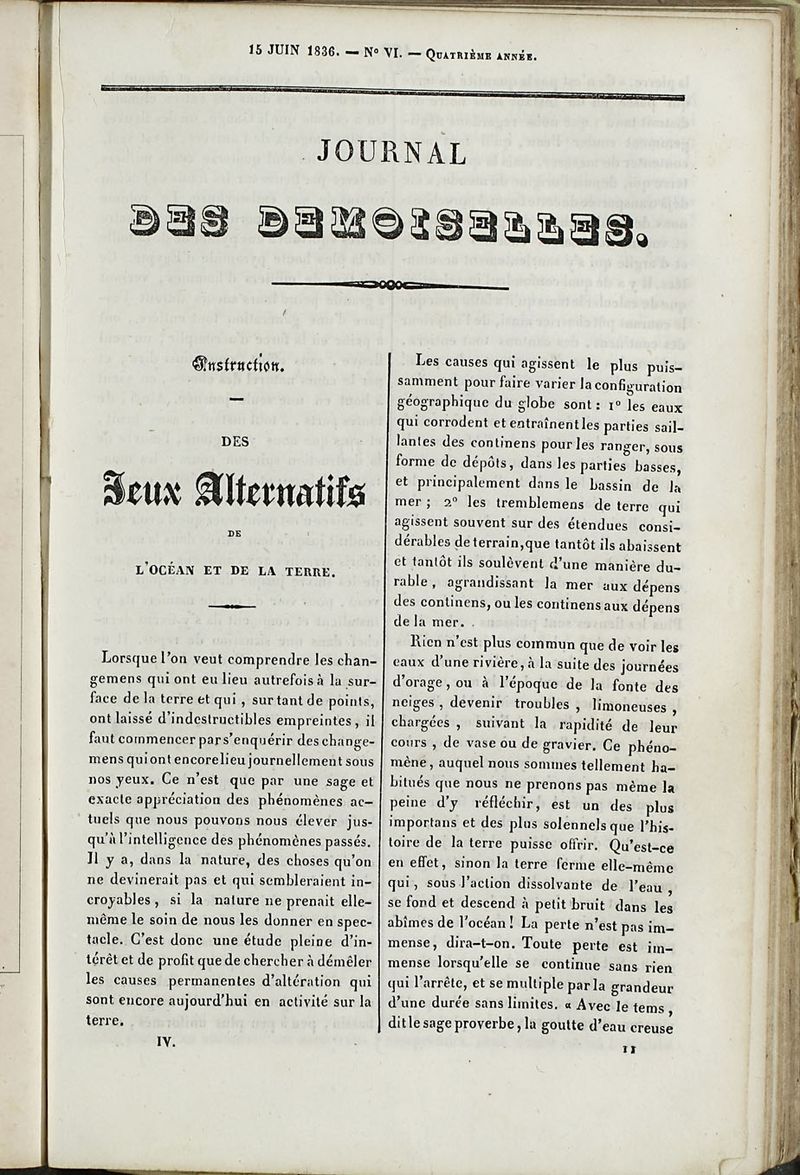 Journal des Demoiselles. 15 de Junio de 1836