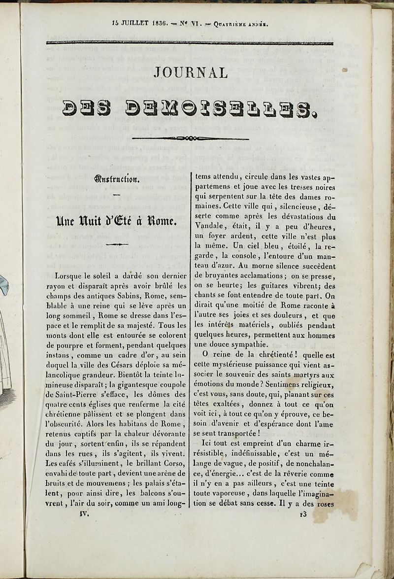 Journal des Demoiselles. 15 de Julio de 1836