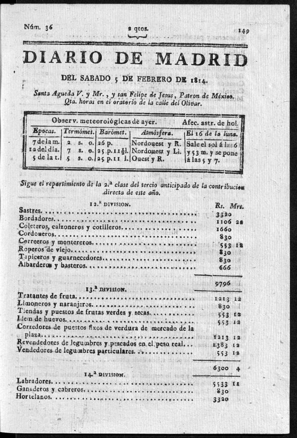 Diario de Madrid del sbado 5 de Febrero de 1814
