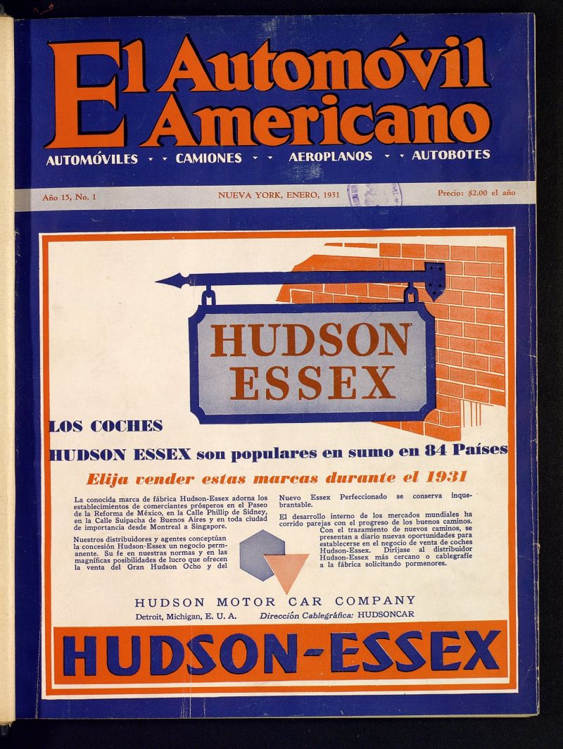 El Automvil Americano : automviles, camiones, motos, cicletas, aeroplanos, enero de 1931, n 1