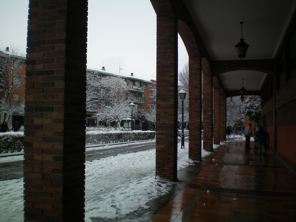 Soportales en un da nevado