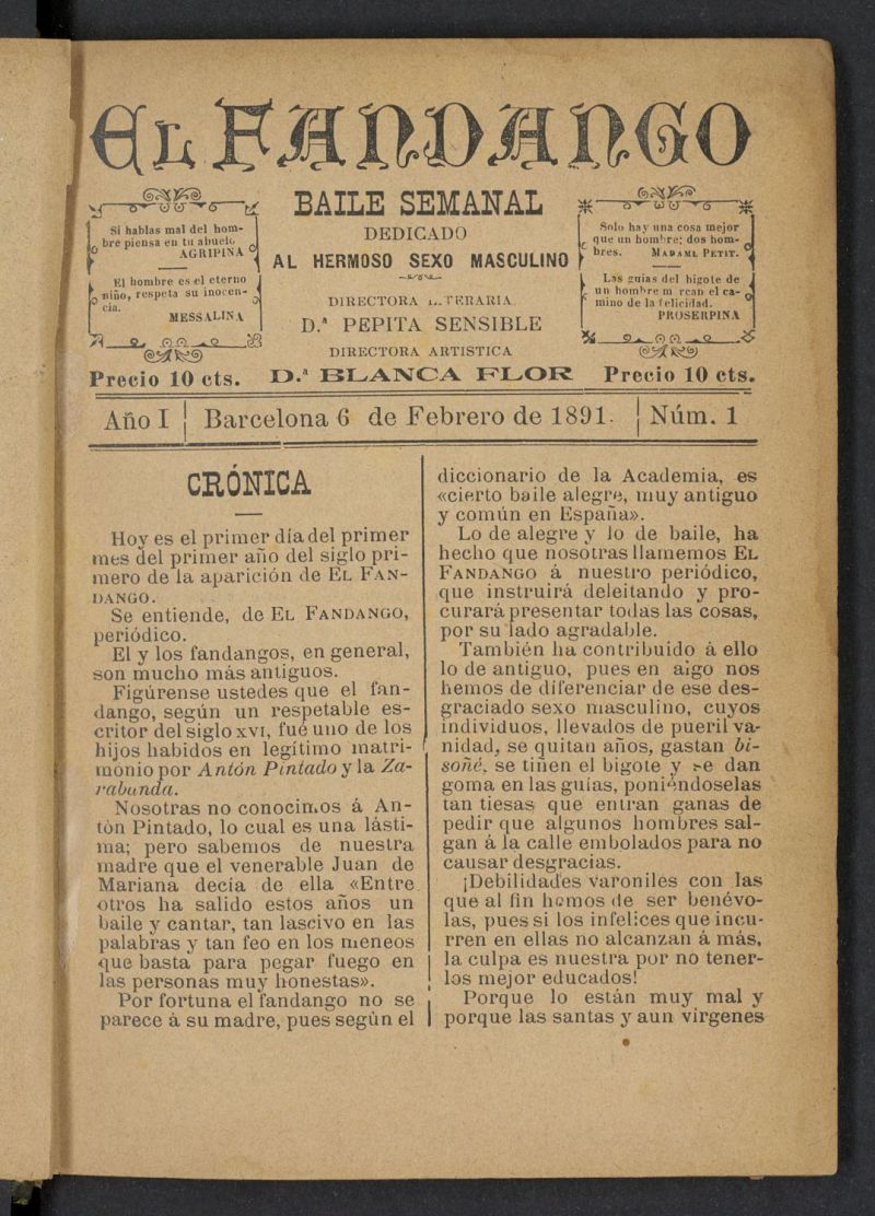 El Fandango del 6 de febrero de 1891, n 1