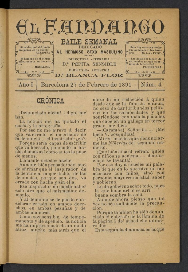 El Fandango del 27 de febrero de 1891, n 4