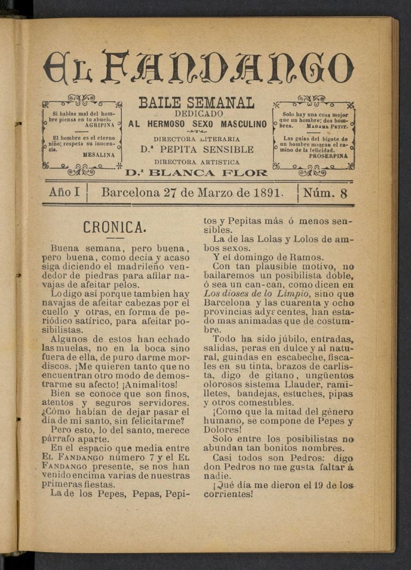 El Fandango del 27 de marzo de 1891, n 8