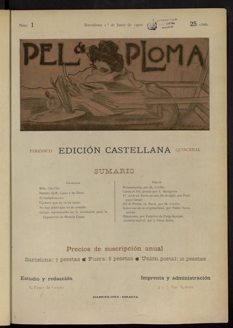 Pel & Ploma del 1 de junio de 1900, n 1