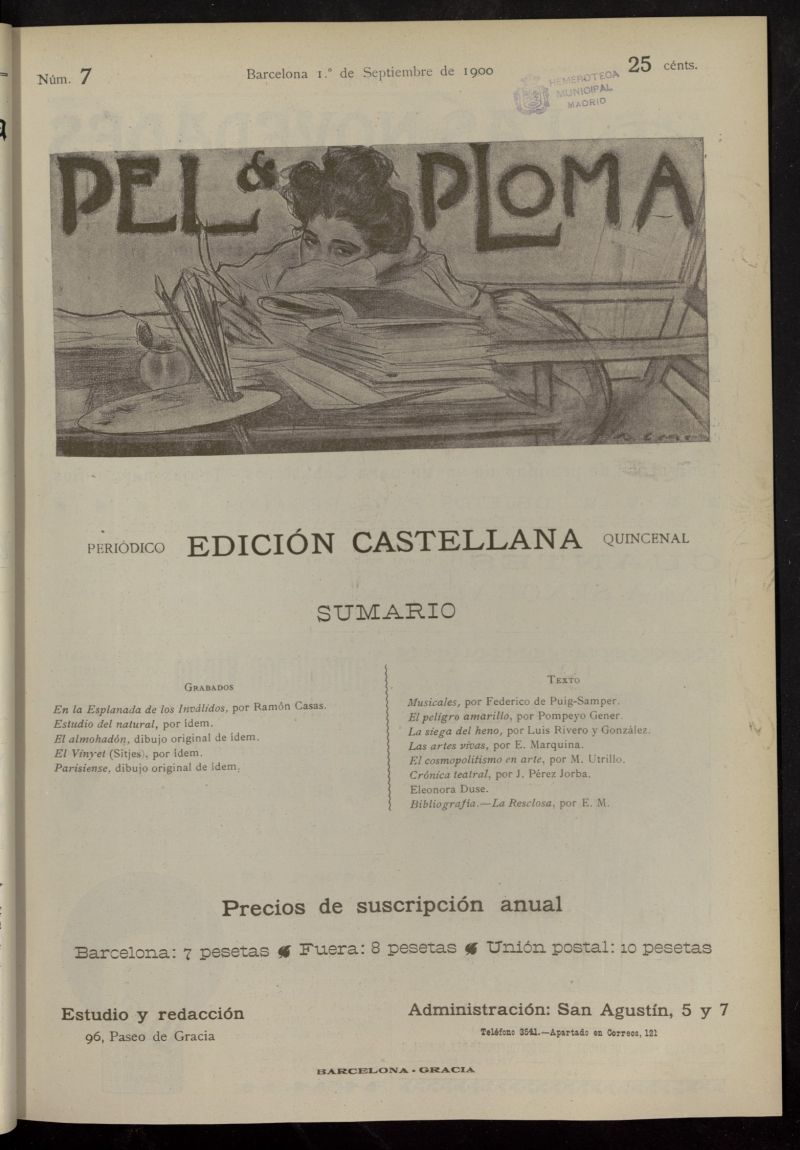 Pel & Ploma del 1 de septiembre de 1900, n 7