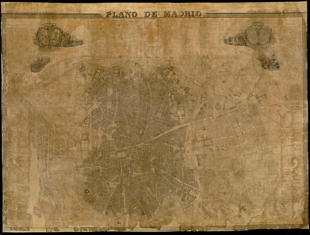 Plano de Madrid 1841-1846 procedente de Diccionario Geogrfico-Estadstico-Histrico: Atlas de Espaa y sus posesiones de Ultramar, publicado por D. Francisco Coello y D. Pascual Madoz