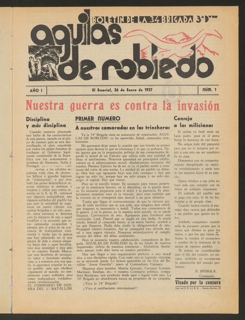 Aguilas de Robledo: Boletn de la 34 Brigada