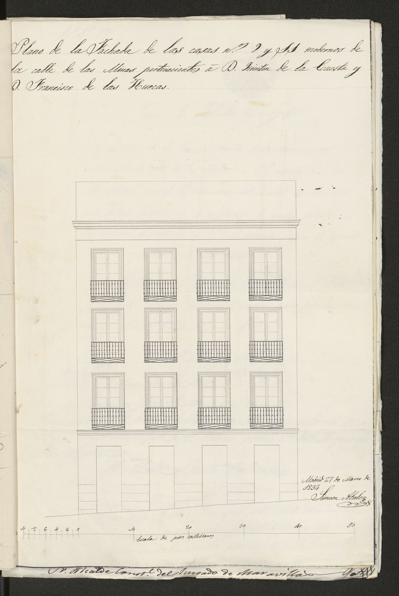 D. Quintn de la Cuesta, sobre construir un casa calle de las Minas ns 9 y 11. (1855)