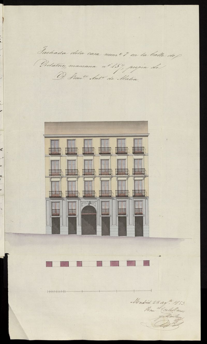 D. Francisco Antonio de Abala, sobre edificacin calle Relatores n 7 moderno 19 manzana 157. (1853-1854)