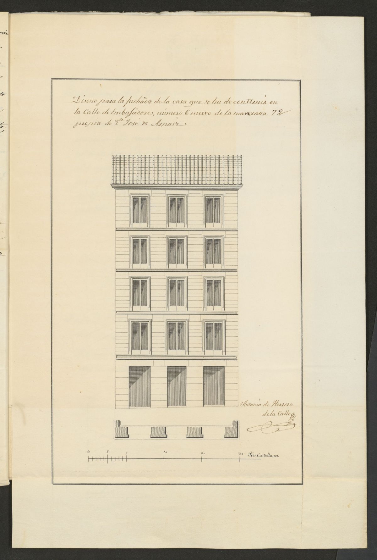 D. Jos Arnaiz, sobre edificar de nueva planta la casa n 6, manzana 72 de la calle de Embajadores. (1855)