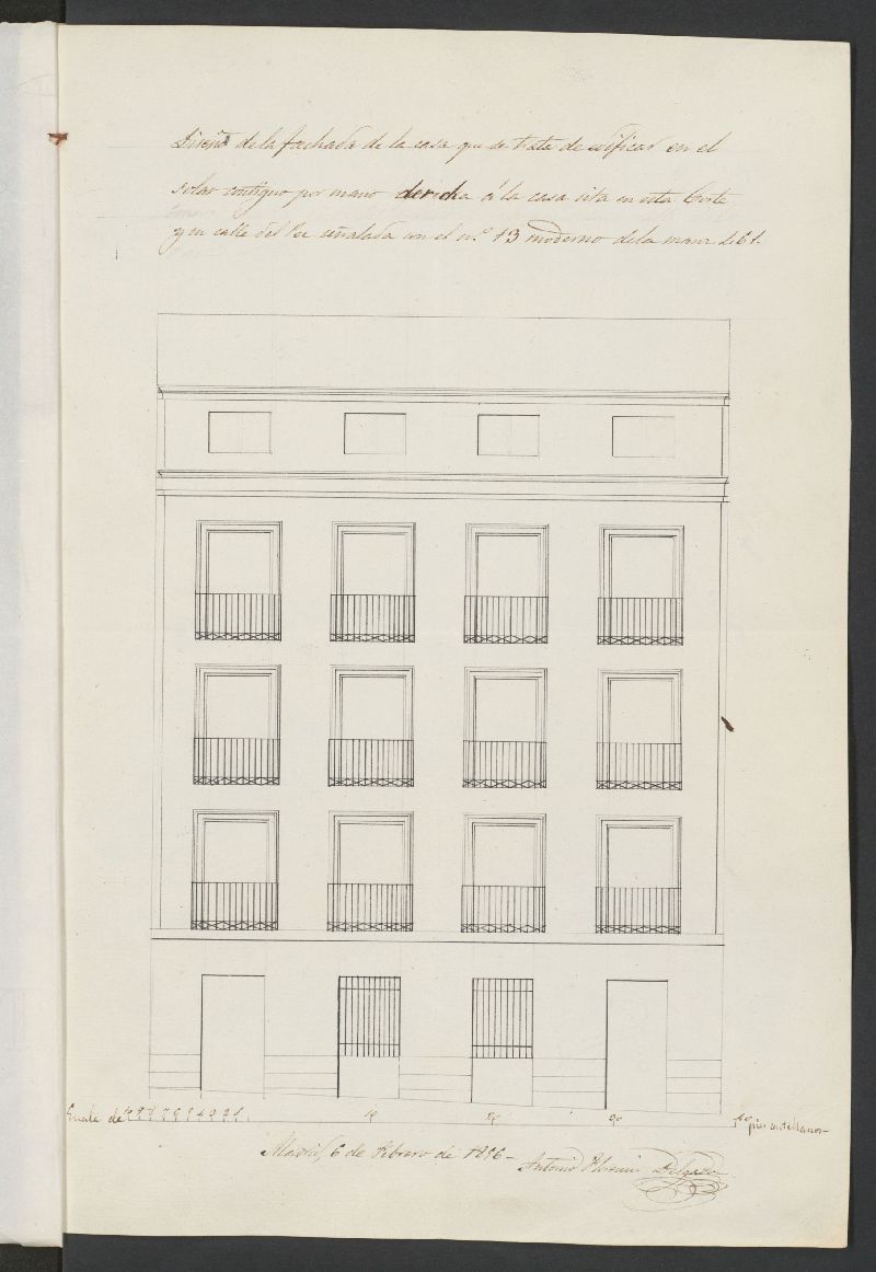 D. Antonio Florencio Delgado, sobre edificar una casa en la calle del Pez, solar n 13. (1856)