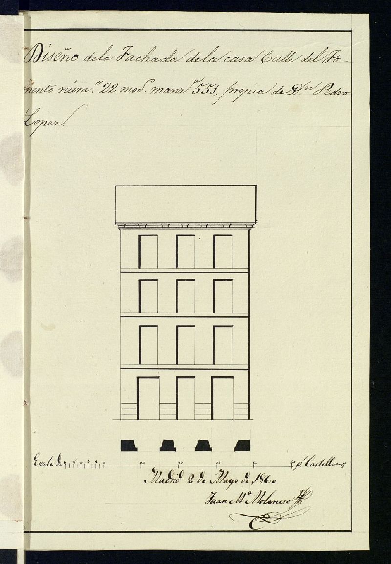 D. Pedro Lpez, pidiendo licencia para edificar de nueva planta, la casa calle del Fomento n 22, manzana 551.