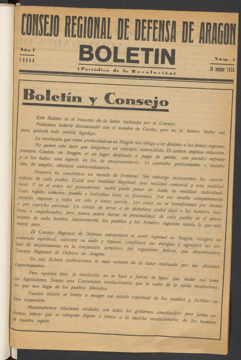 Boletn: peridico de la revolucin