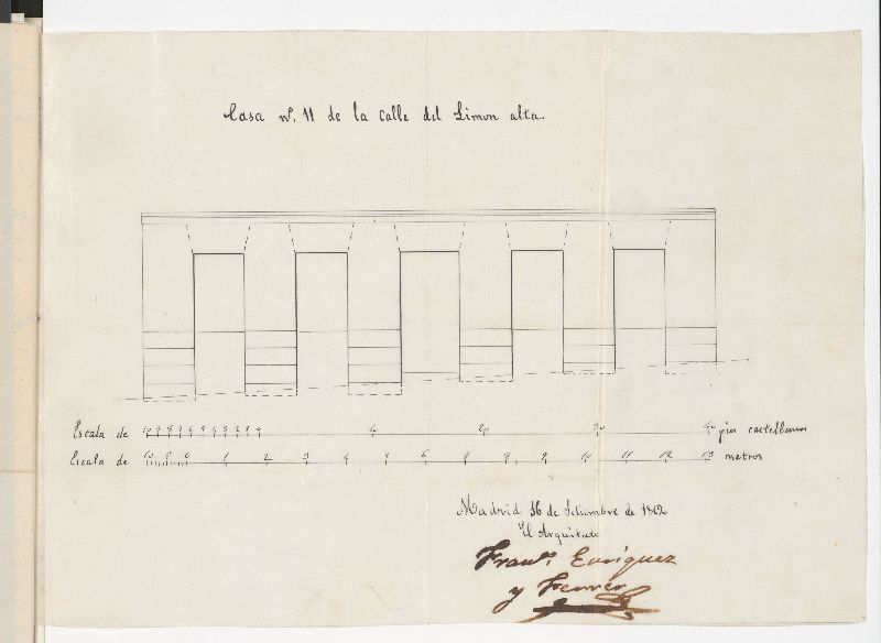 D. Mariano Palacio y Martnez, a nombre de D. Antonio Laserna, dueo de la casa calle de Limn, n 11 manzana 512, solicitando licencia para  construir la de nueva planta.