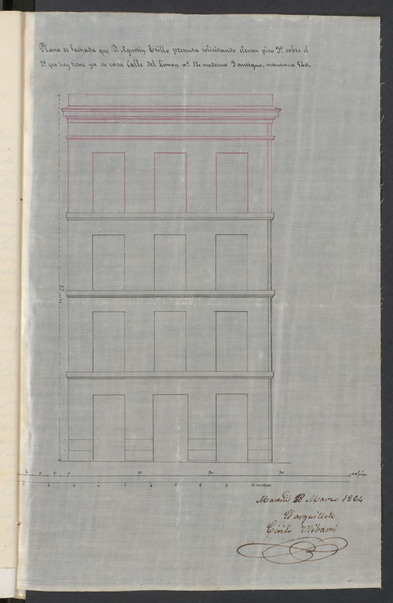 D. Agustn Trillo, dueo de la casa calle del Limn, n 14 moderno, 3 antiguo, de la manzana 540, para levantar un piso 3 sobre los que actualmente existen.