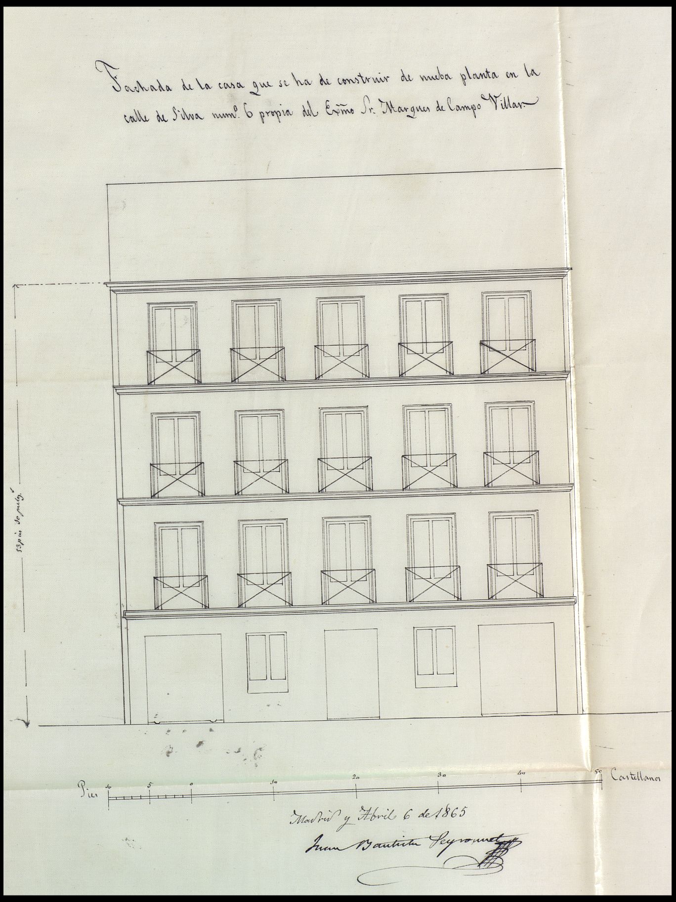 Sr. Marqus del Campo de Villar, solicitando licencia para construir de nueva planta, la casa de su propiedad, sita en la calle de Silva n 6.