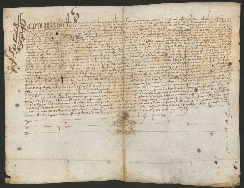 Escriptura de venta de una tierra en termino del lugar de Rubena, otorgada por este en primero de Henero de 1468 ante Pedro Lopez de Robina escrivano del numero de Burg[o]s a favor de Juan escudero