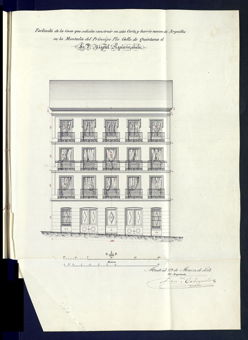 D. Ildefonso Quirs, en solicitud de licencia para construir de nueva planta en el solar, sito en la manzana cuarta del nuevo Barrio Argelles,