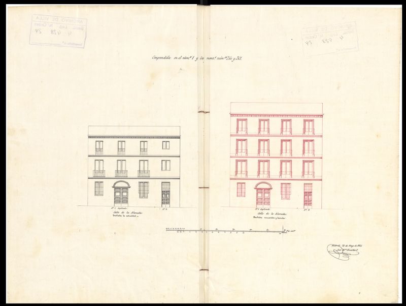 D. Francisco de Ahumada, dueo de las casas ns 1 y 3 de la calle de la Alameda, solicita completar la altura del piso segundo y levantar un tercero en las mismas.