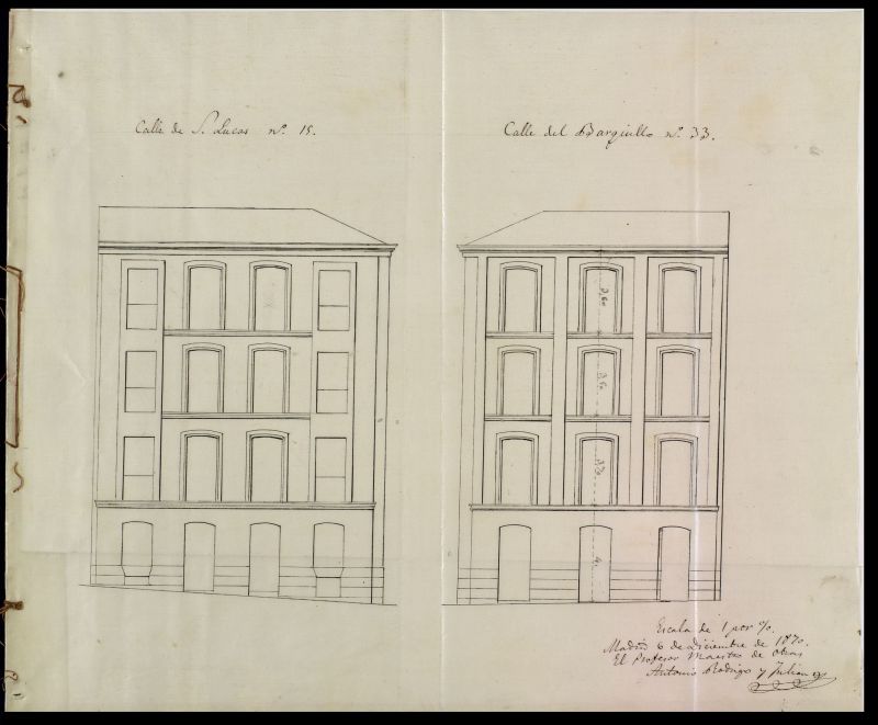 D Leona Merino y Martin, en solicitud de licencia para construir de nueva planta la casa n 33, de la calle del Barquillo con vuelta a la de San Lucas n 15.