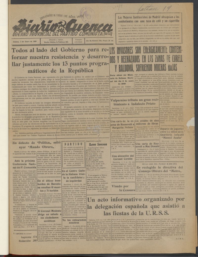 Diario de Cuenca : rgano provincial del Partido Comunista