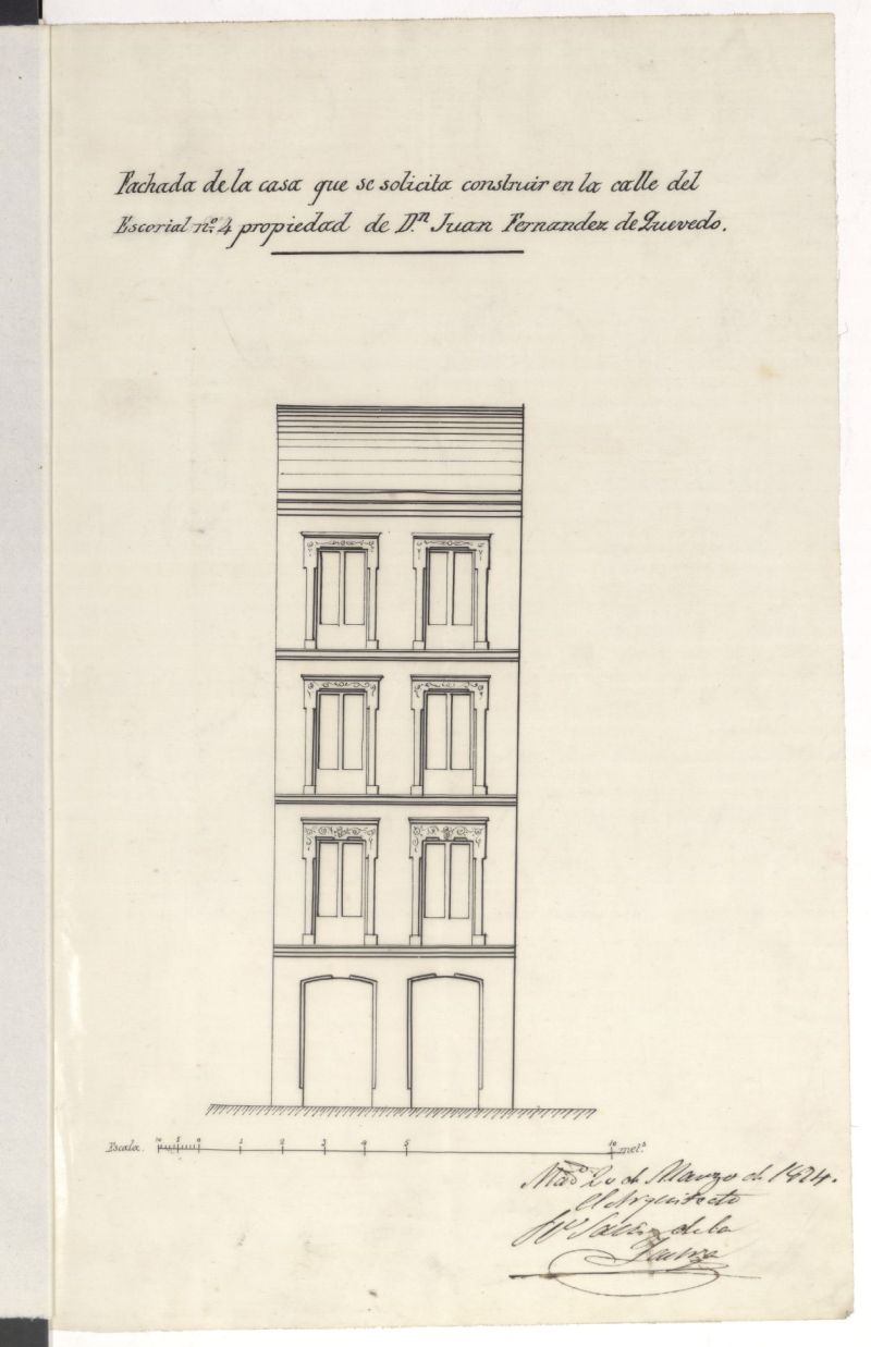 D. Juan Hernndez de Quevedo, para construir de nueva planta una casa en la calle del Escorial n 4.