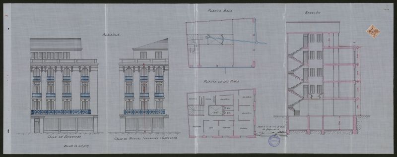 Solicitud de tira de cuerdas y construccin en el solar n 22 de la calle Echegaray c/v a Don Manuel Fernndez y Gonzlez.