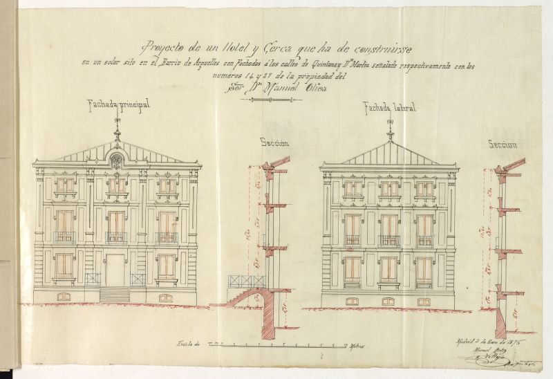 Expediente promovido por Don Manuel de Oliva para construir de nueva planta en la calle de Quintana, 14 y Don Martn, 25