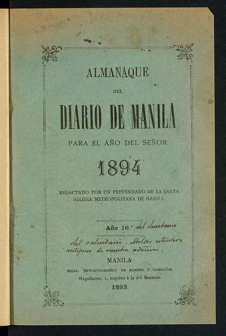 Almanaque del Diario de Manila para el ao 1894