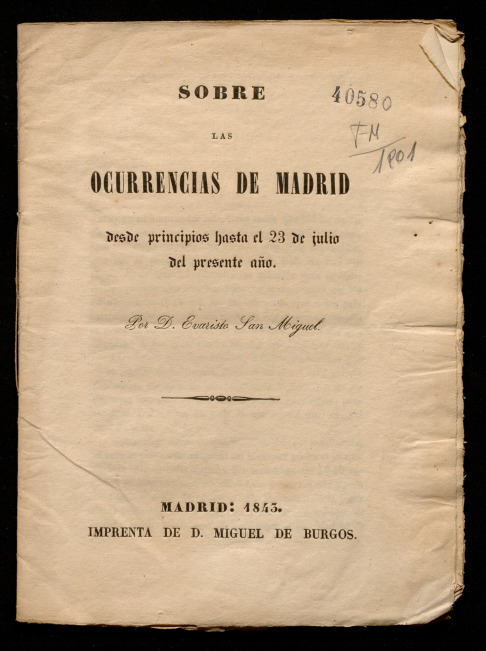 Sobre las ocurrencias de Madrid desde principios hasta el 23 de julio del presente ao